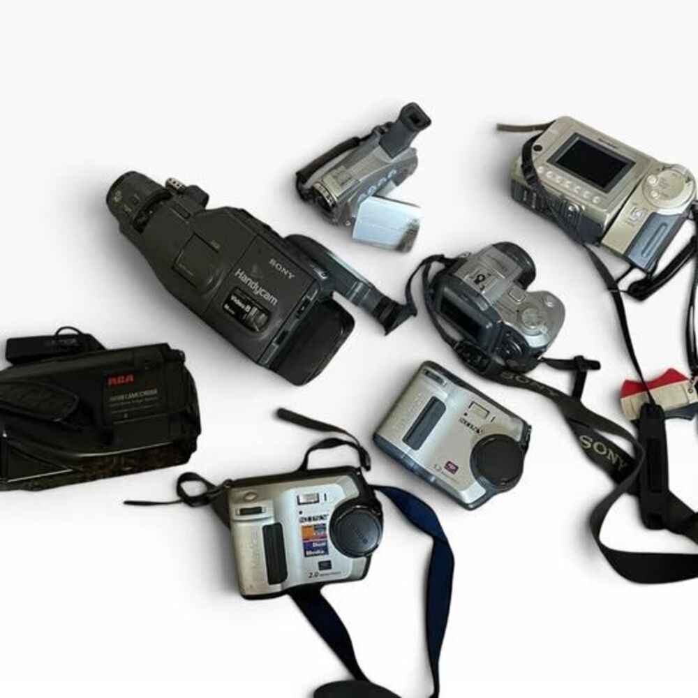 Vintage Camera & Camcorder Lot – Sony Mavica, Handycam, Canon, Sharp, RCA